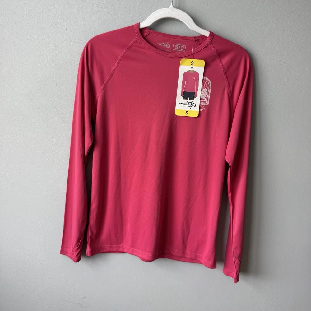 Reel Life Women Performance Long Sleeve Shirt Size Small Pink UV Sun Protection
